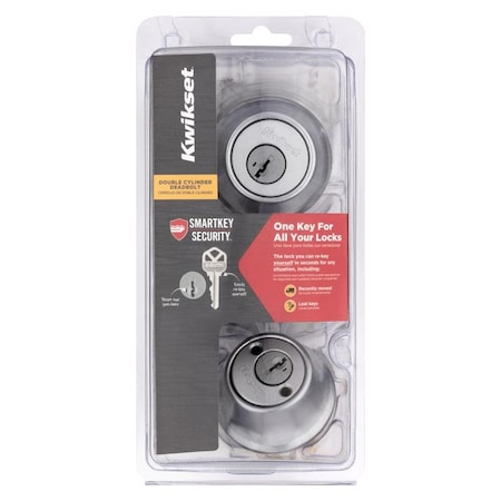 Kwikset Kwikset SmartKey Security Satin Chrome Metal Double Cylinder Deadbolt 96650-511